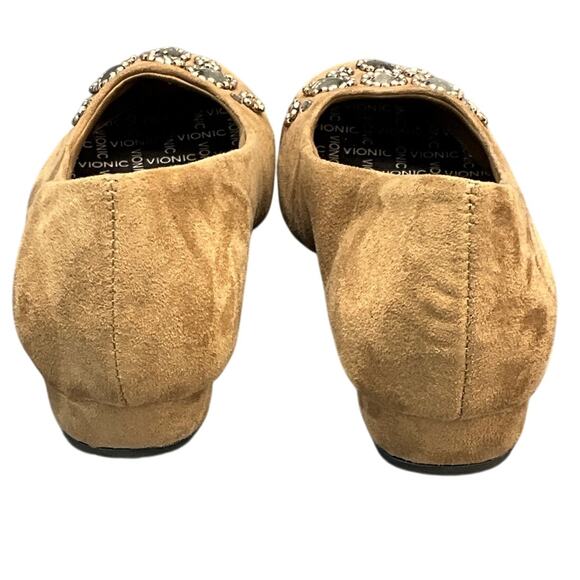 Vionic Cameron Brown Tan Suede Jeweled Orthaheel Slip On Ballet Flat Women 6.5 - Picture 6 of 11